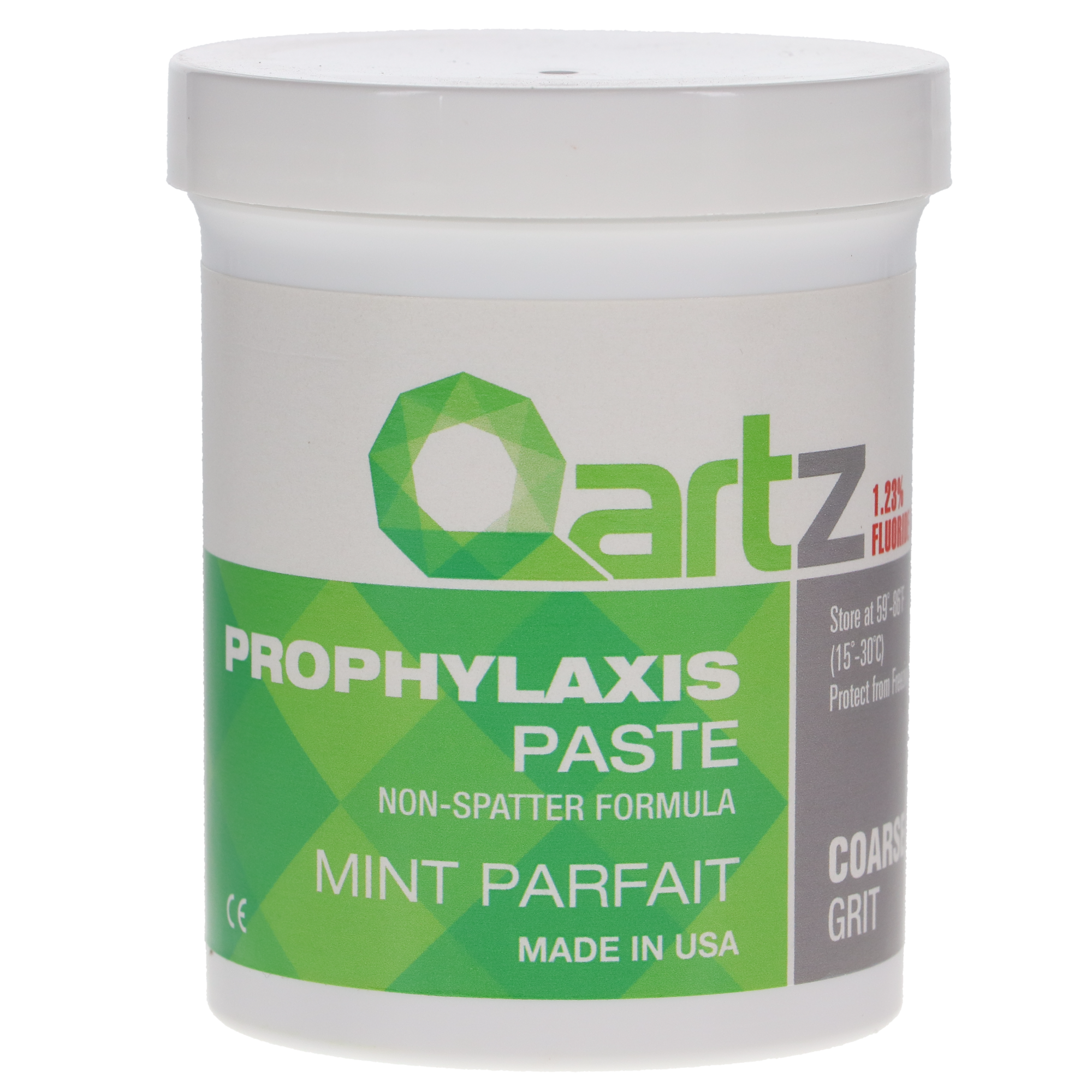 Qartz Coarse Mint Parfait Prophy Paste Jar with Fluoride / 340g (12 oz) / Non-Drying / Splatter Free / Gluten Free / MADE IN USA