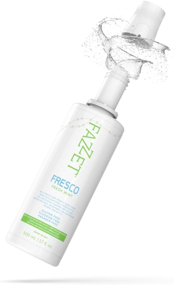 Fazzet Fresco Halitosis Dry Mouth Oral Rinse Mouthwash / 17 fl oz (500 ml) bottle / Alcohol Free / Gluten Free / Paraben Free / Fresh Mint Flavor / MADE IN USA