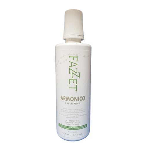 Fazzet Armonico Anti-Gingivitis Oral Rinse Mouthwash / 17 fl oz (500 ml) bottle / Alcohol Free / Gluten Free / Paraben Free / Fresh Mint Flavor / MADE IN USA