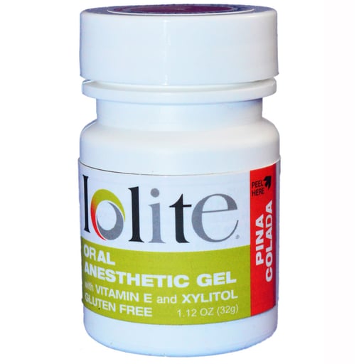 Iolite Topical Benzocaine Anesthetic Gel / Pina Colada Flavor / 32g (1.12 oz) / Vitamin E / Xylitol / MADE IN USA