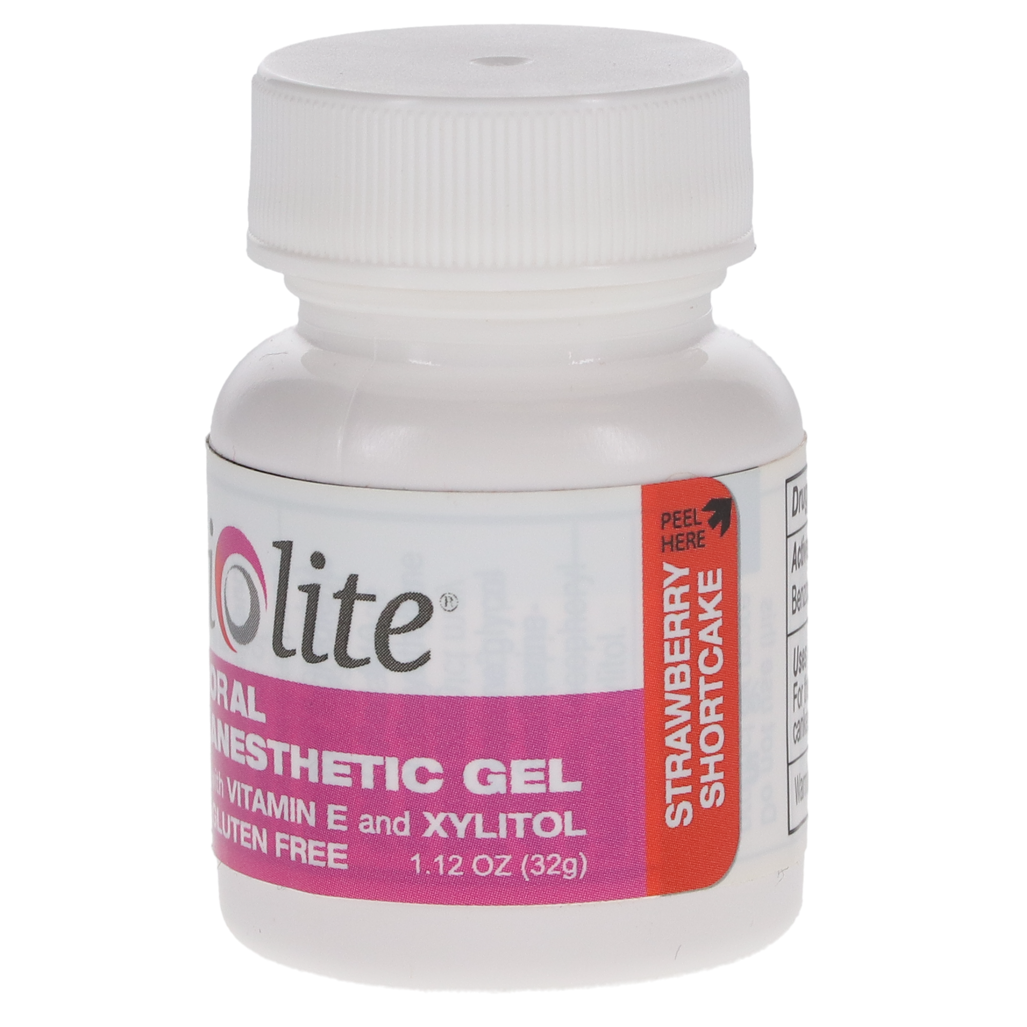 Iolite Topical Benzocaine Anesthetic Gel / Strawberry Shortcake Flavor / 32g (1.12 oz) / Vitamin E / Xylitol / MADE IN USA