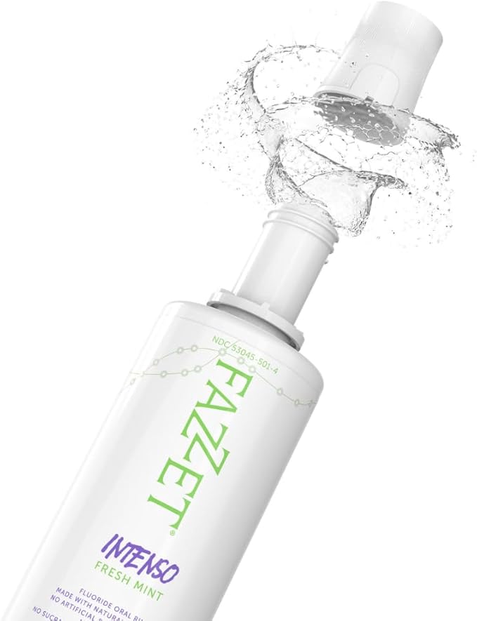 Fazzet Intenso Anti-Cavity Oral Rinse Mouthwash / 17 fl oz (500 ml) bottle / Alcohol Free / Gluten Free / Paraben Free /  Fresh Mint Flavor / MADE IN USA