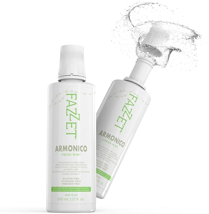 Fazzet Armonico Anti-Gingivitis Oral Rinse Mouthwash / 17 fl oz (500 ml) bottle / Alcohol Free / Gluten Free / Paraben Free /  Fresh Mint Flavor / MADE IN USA