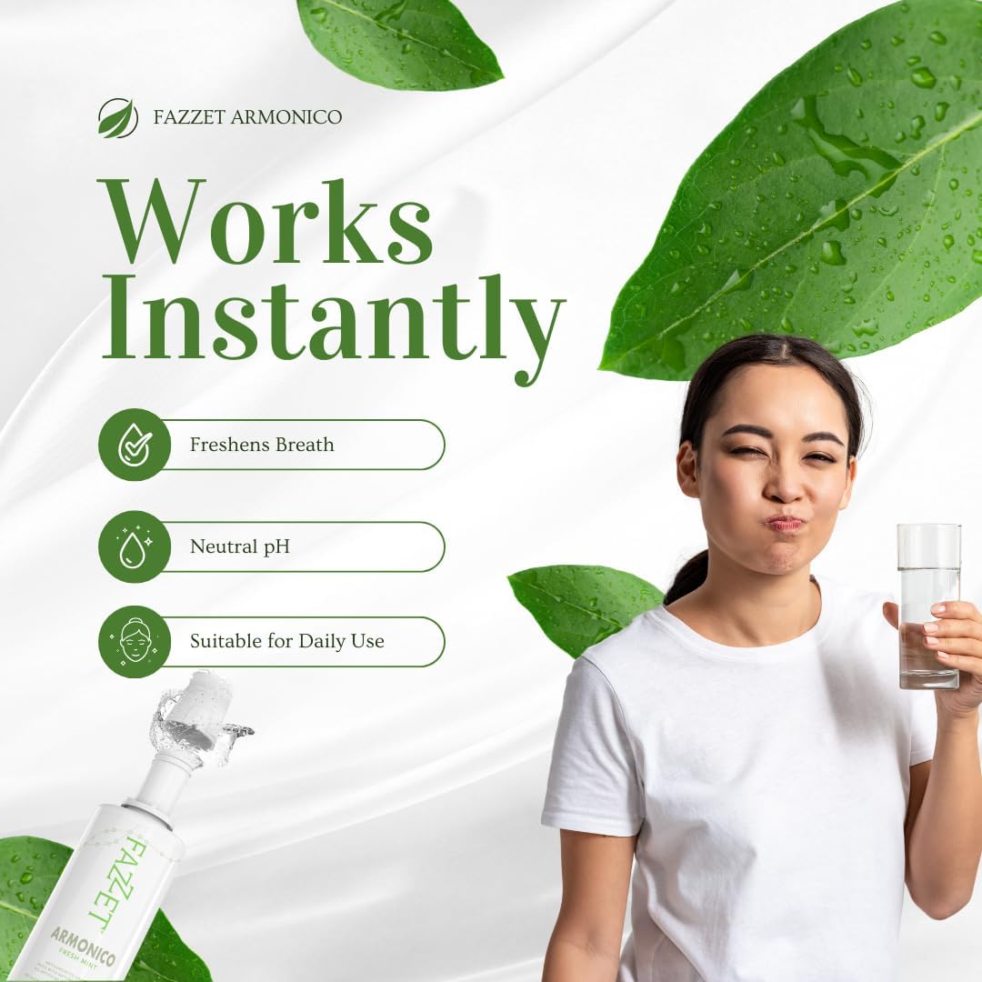 Fazzet Armonico Anti-Gingivitis Oral Rinse Mouthwash / 17 fl oz (500 ml) bottle / Alcohol Free / Gluten Free / Paraben Free /  Fresh Mint Flavor / MADE IN USA