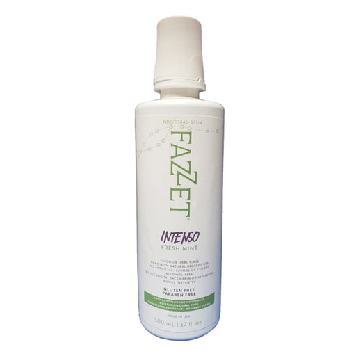 Fazzet Intenso Anti-Cavity Oral Rinse Mouthwash / 17 fl oz (500 ml) bottle / Alcohol Free / Gluten Free / Paraben Free /  Fresh Mint Flavor / MADE IN USA