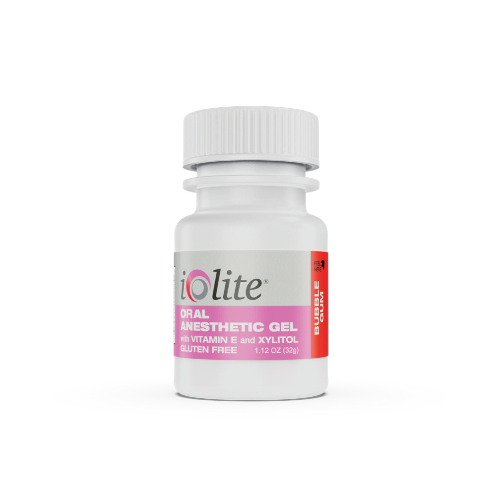 Iolite Topical Benzocaine Anesthetic Gel / Bubble Gum Flavor / 32g (1.12 oz) / Vitamin E / Xylitol / MADE IN USA