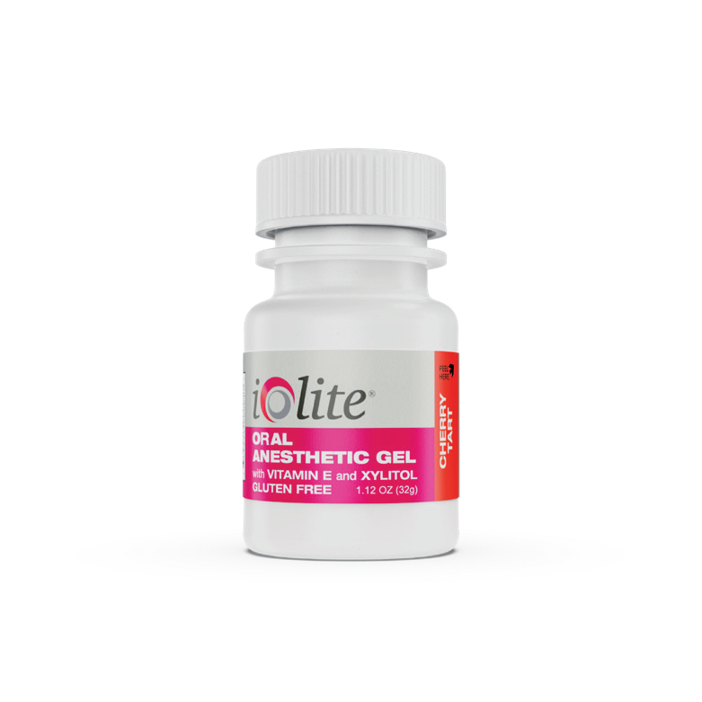 Iolite Topical Benzocaine Anesthetic Gel / Cherry Tart Flavor / 32g (1.12 oz) / Vitamin E / Xylitol / MADE IN USA