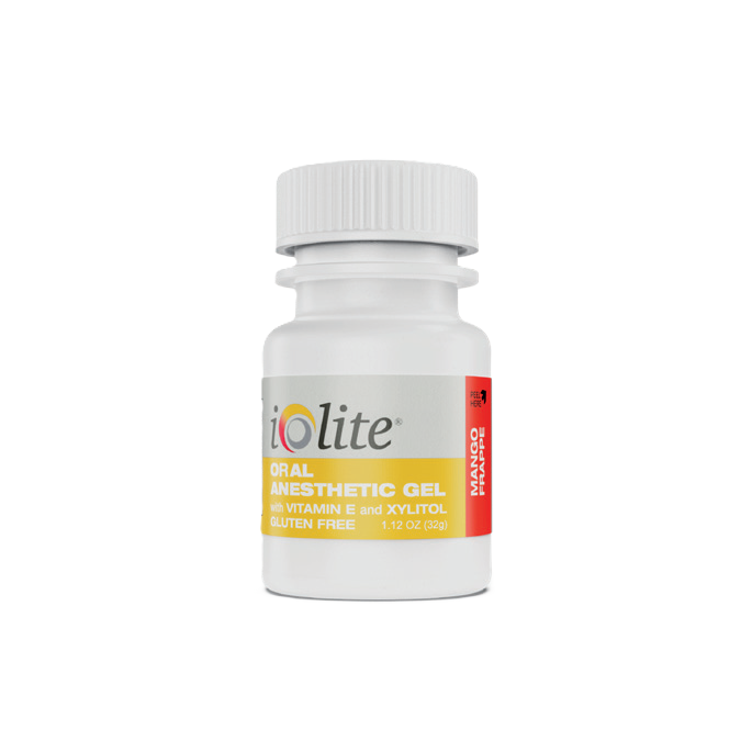 Iolite Topical Benzocaine Anesthetic Gel / Mango Frappe Flavor / 32g (1.12 oz) / Vitamin E / Xylitol / MADE IN USA