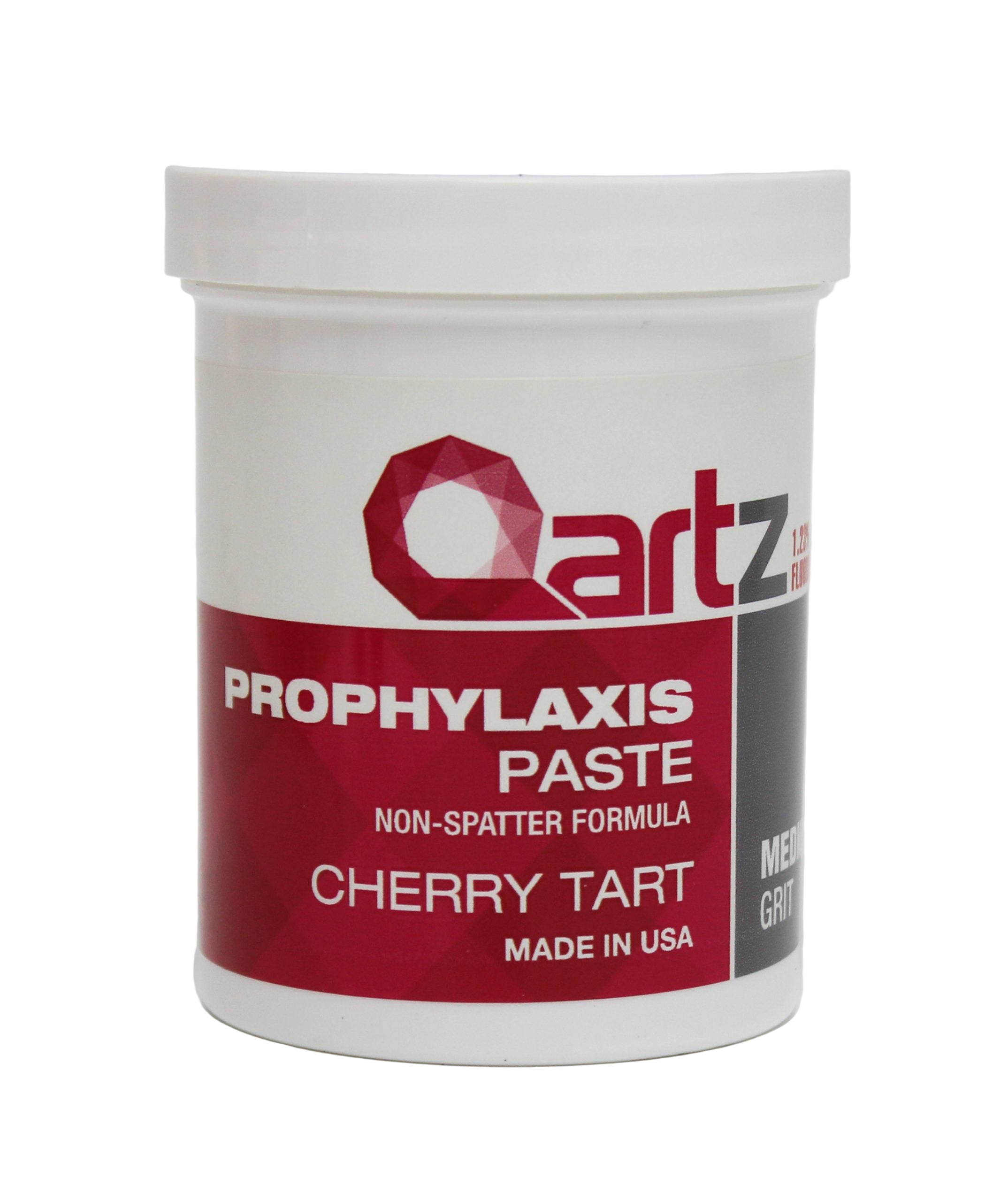 Qartz Medium Very Strawberry Prophy Paste Jar with Fluoride / 340g (12 oz) / Non-Drying / Splatter Free / Gluten Free / MADE IN USA