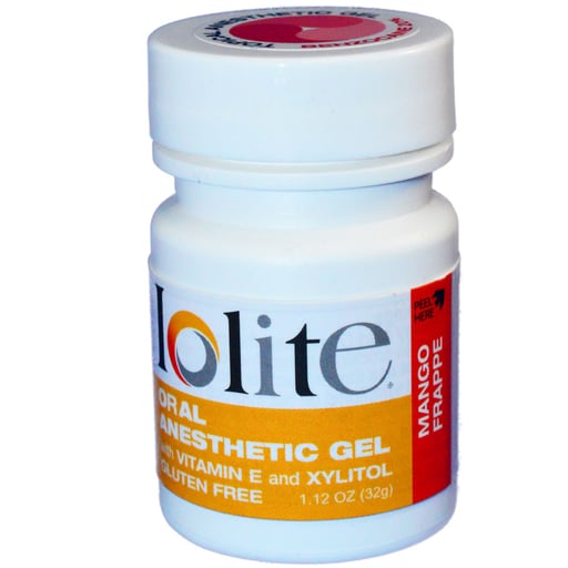 Iolite Topical Benzocaine Anesthetic Gel / Mango Frappe Flavor / 32g (1.12 oz) / Vitamin E / Xylitol / MADE IN USA